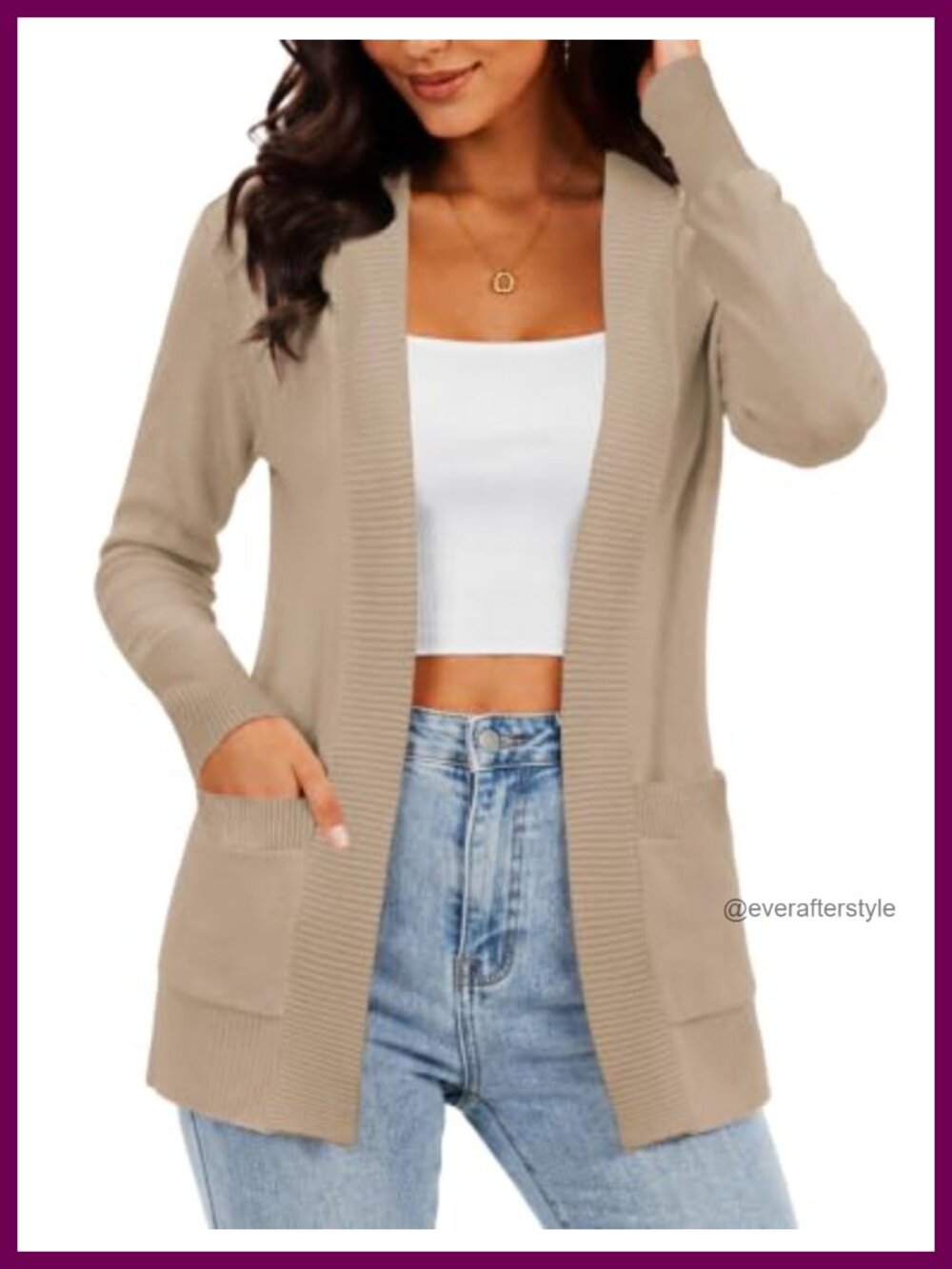 Open Front Cardigan Sweater with Pockets Long Sleeve Lightweight